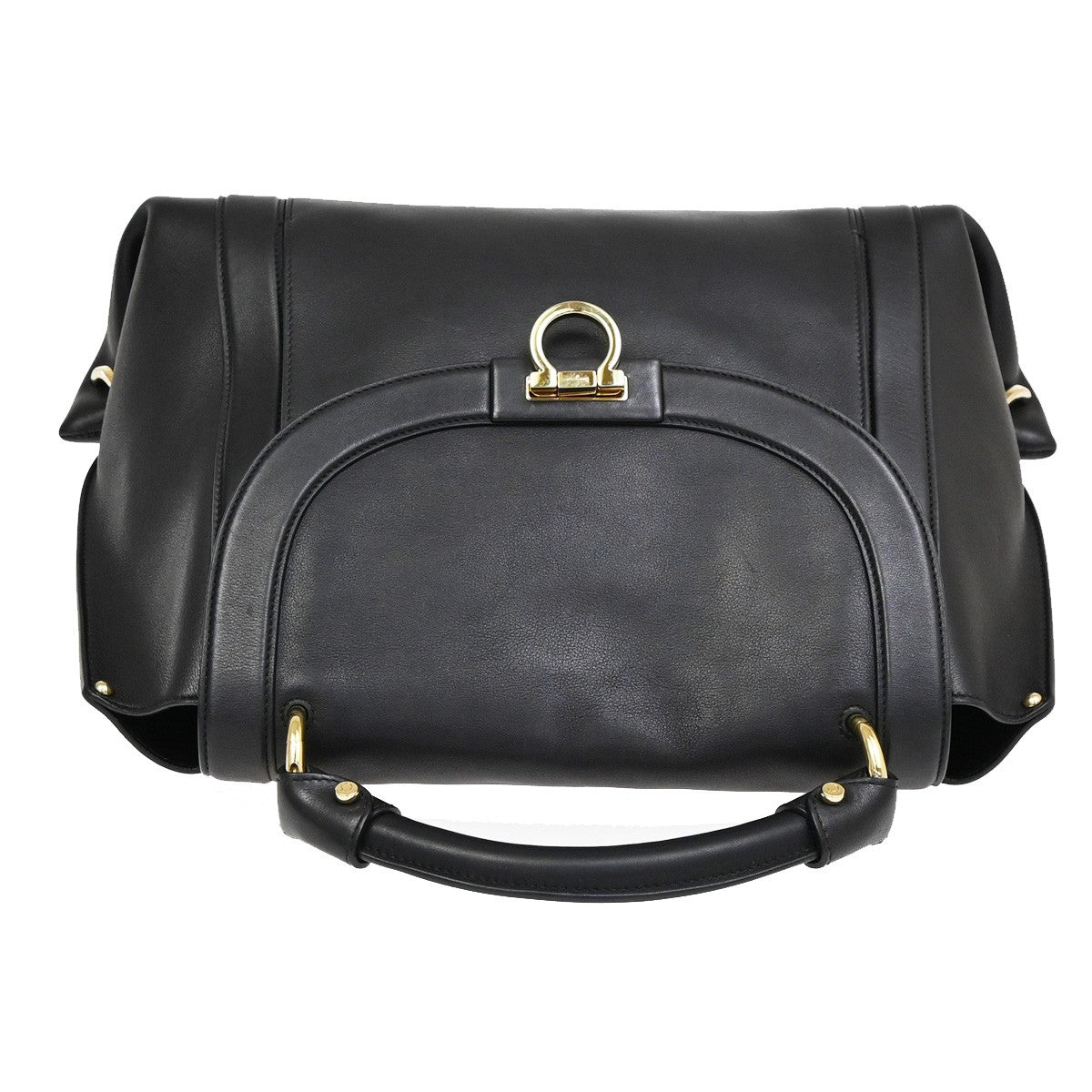 Salvatore Ferragamo Sofia Satchel Leather, BLACK, LEATHER, Handbag