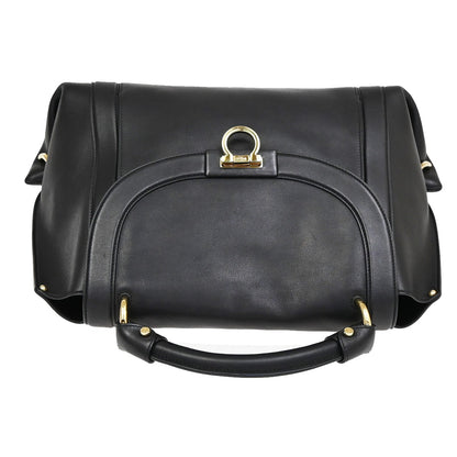 Salvatore Ferragamo Sofia Satchel Leather, BLACK, LEATHER, Handbag