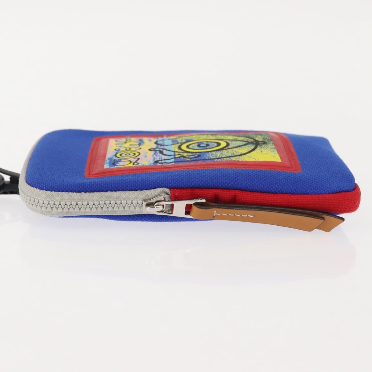 Loewe Eye/Loewe/Nature Zip Neck Pouch Canvas with Applique, BLUE, CANVAS, Clutche & pouche