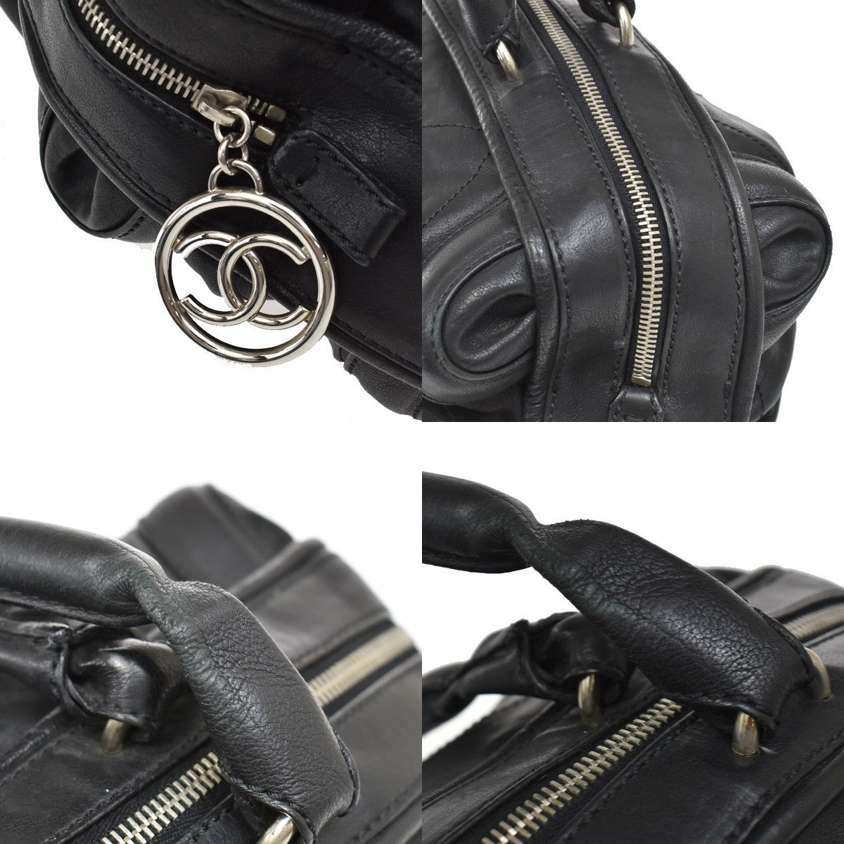 Chanel Coco Bowling Bag Quilted Leather, BLACK, LEATHER, Handbag