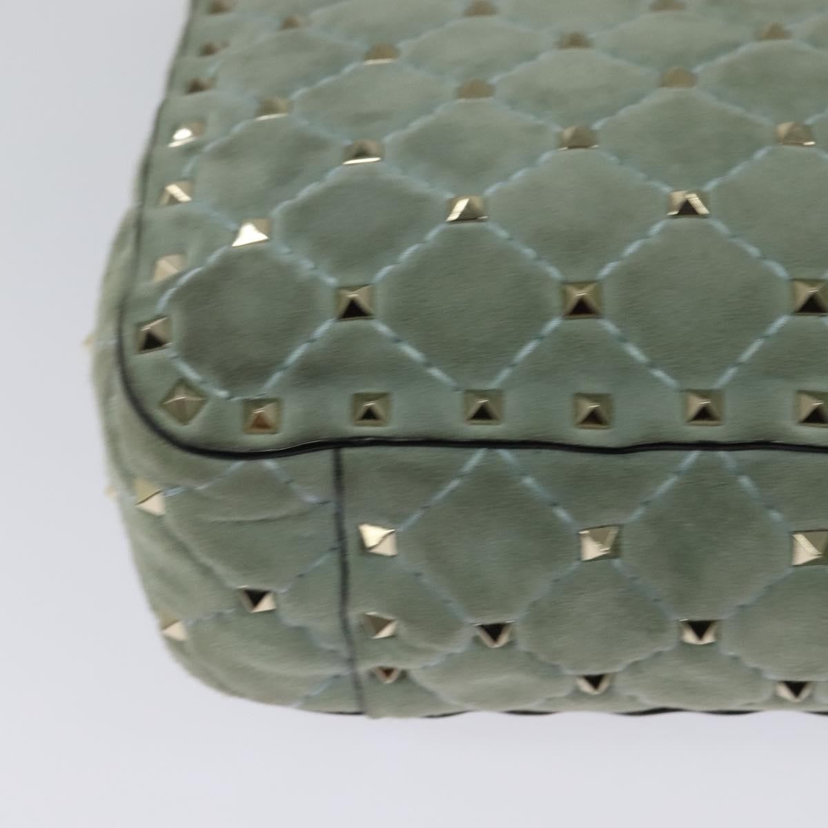 Valentino Garavani Rockstud Spike Flap Bag Quilted Suede, BLUE, SUEDE, Shoulder bag