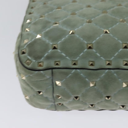 Valentino Garavani Rockstud Spike Flap Bag Quilted Suede, BLUE, SUEDE, Shoulder bag