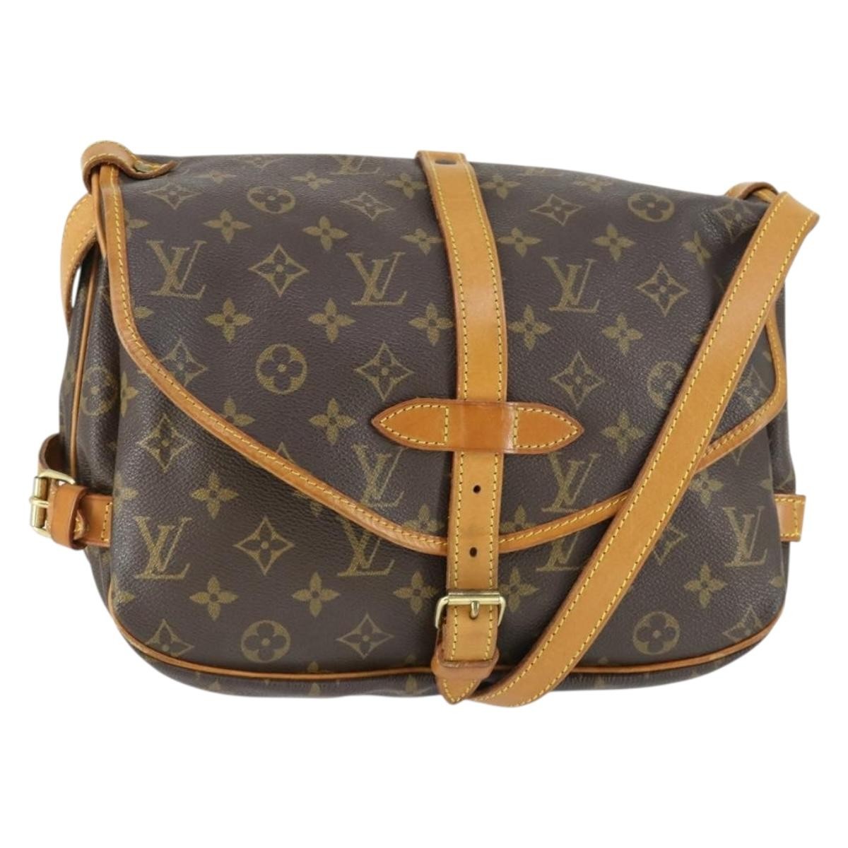 Louis Vuitton Saumur Handbag Monogram Canvas, BROWN, CANVAS, Shoulder bag