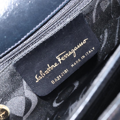 Salvatore Ferragamo Convertible Top Handle Bag Leather, NAVY, LEATHER, Handbag