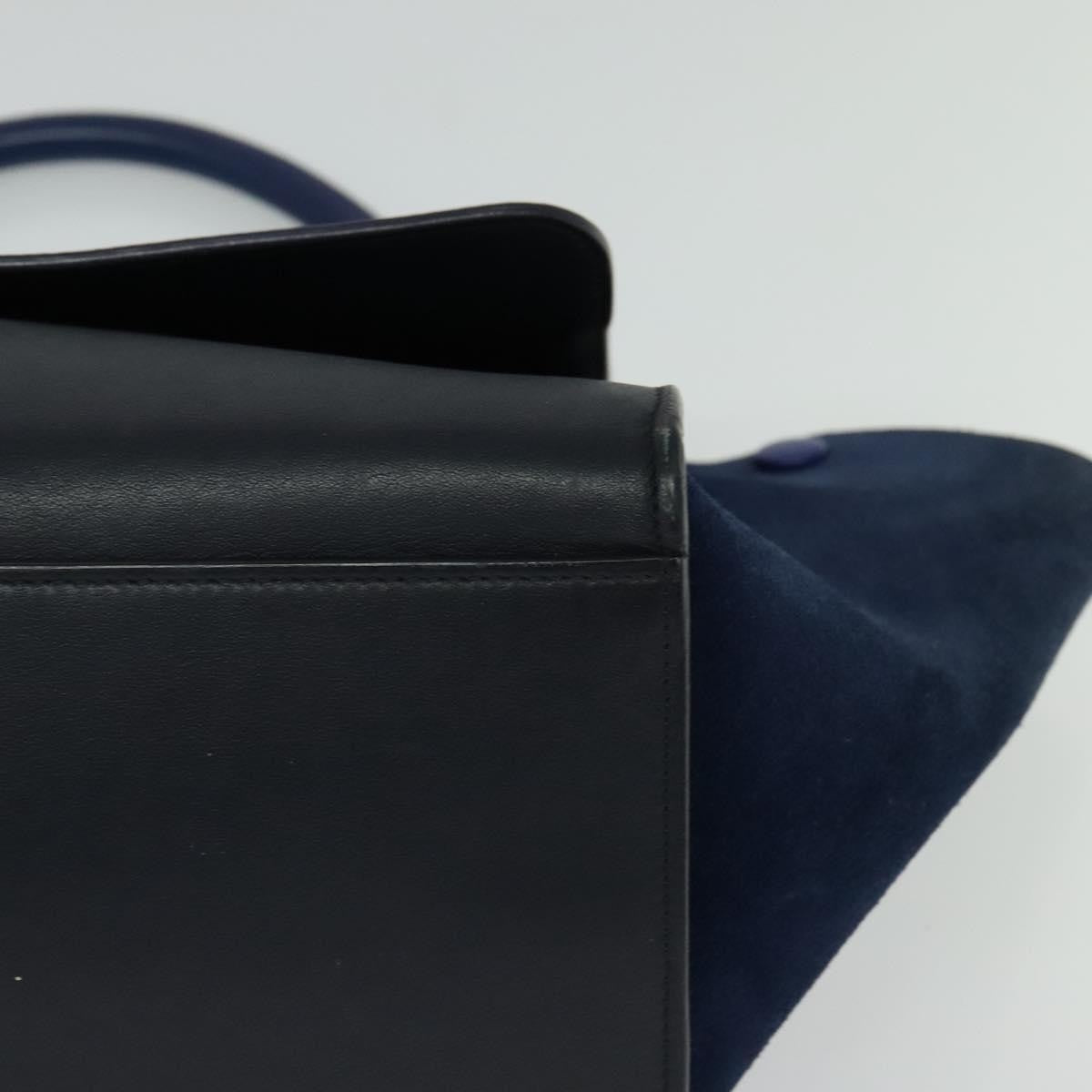 Celine Trapeze Bag Leather with Suede, NAVY, LEATHER, Handbag