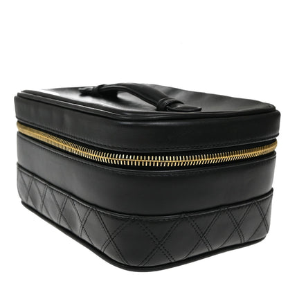 Chanel Vanity pouch Leather, BLACK, LEATHER, Toiletry Case