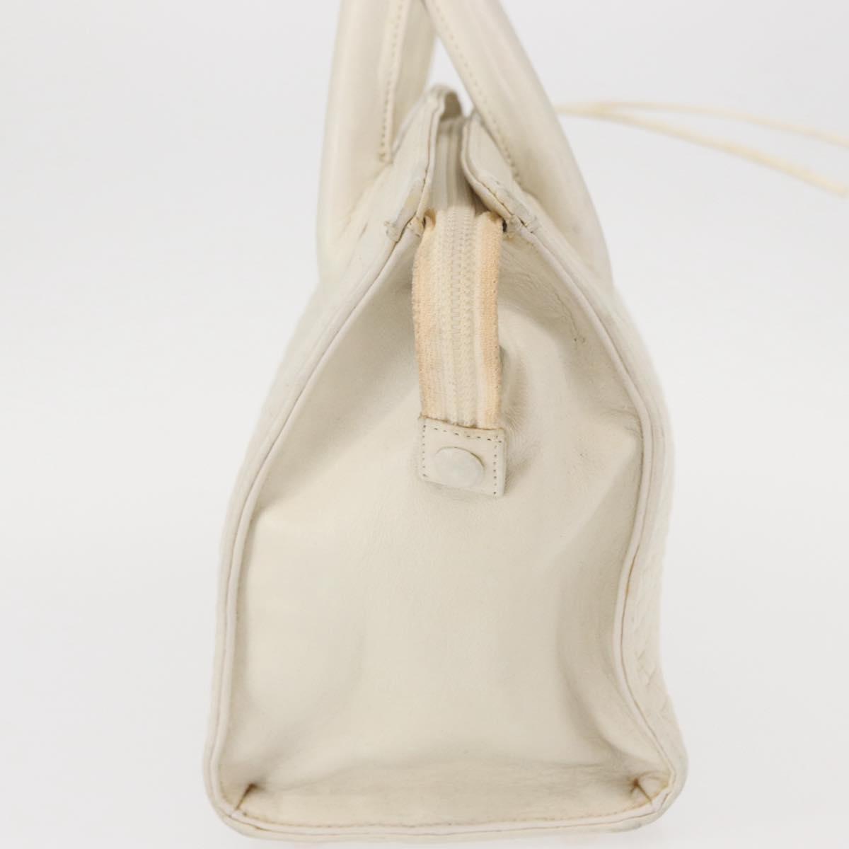 Bally Vintage Handbag Quilted Leather, White, Leather, Handbag
