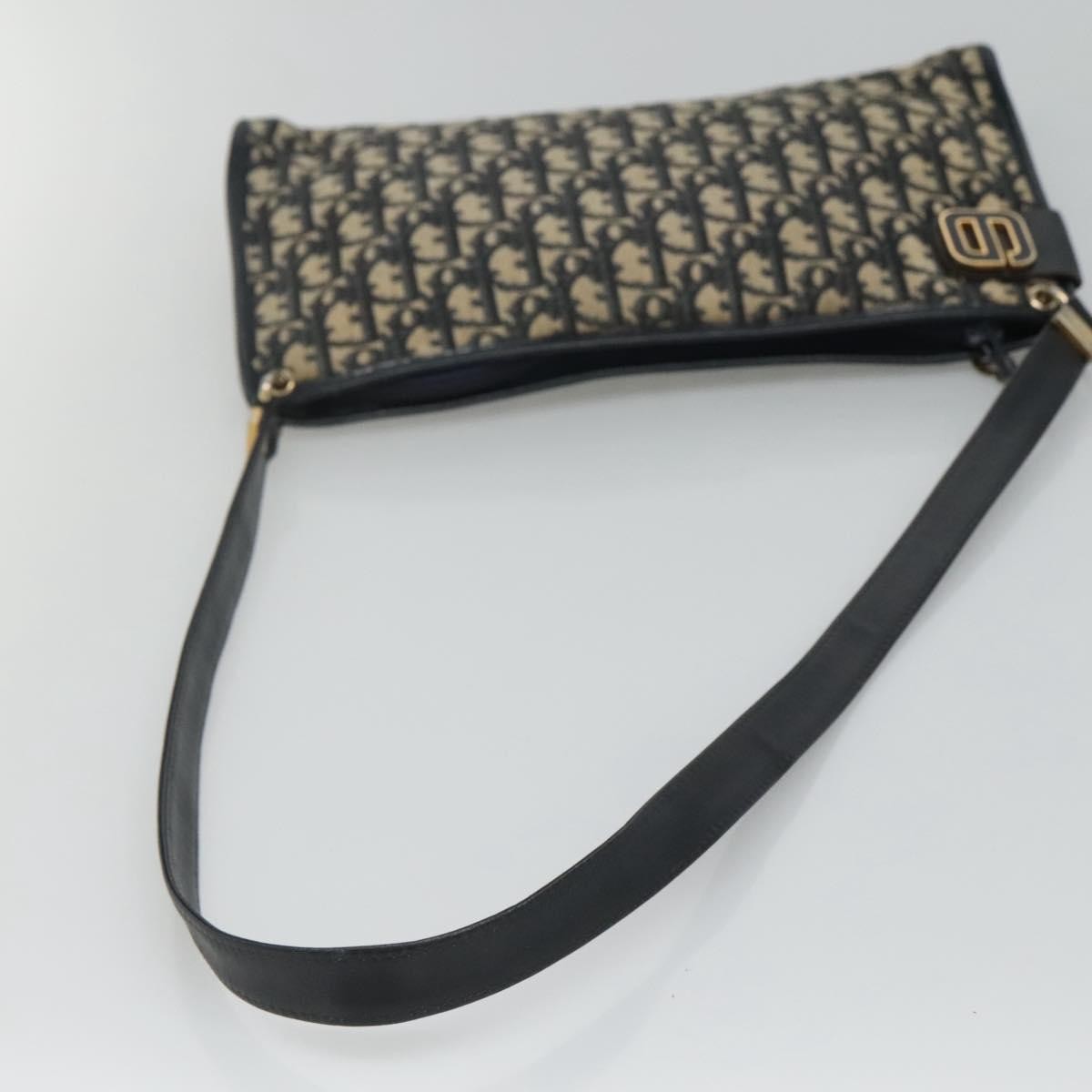 Christian Dior Vintage Trotter Shoulder Bag Canvas, NAVY, CANVAS, Shoulder bag