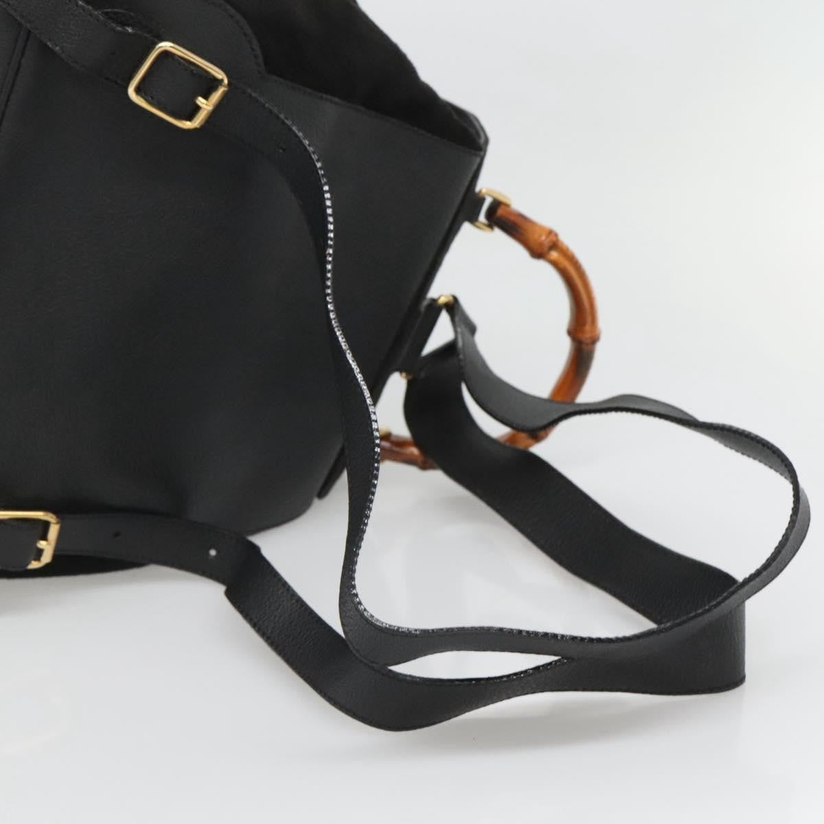 Gucci Vintage Bamboo Backpack Suede and Leather, Black, Suede, Backpack