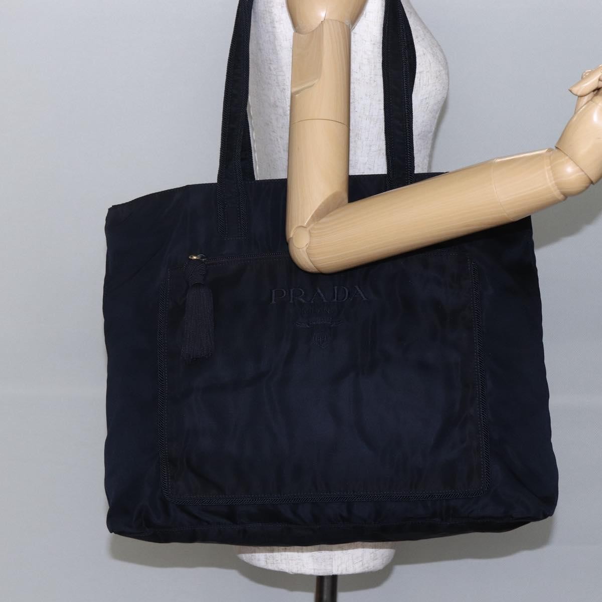 Prada Front Pocket Zip Tote Tessuto, Black, Nylon, Tote Bag