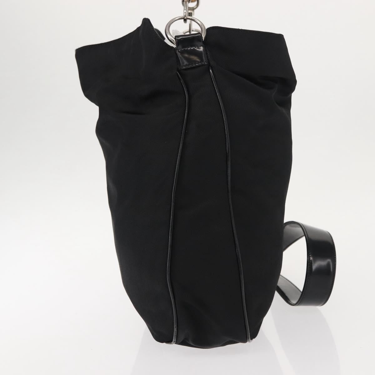 Gucci Vintage Bamboo Handle Bag Nylon, Black, Nylon, Handbag