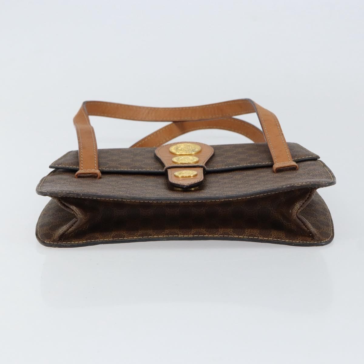 Celine Vintage Macadam Handbag Canvas and Leather, BROWN, CANVAS, Handbag