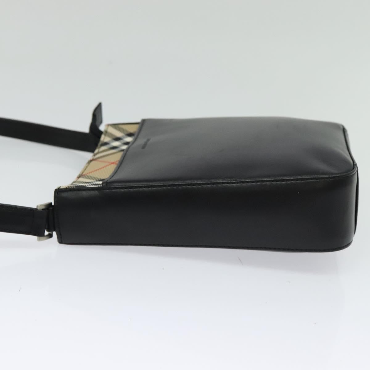 Burberry Front Pocket Flap Messenger Leather with Vintage Check Canvas, BLACK, LEATHER, Crossbody bag