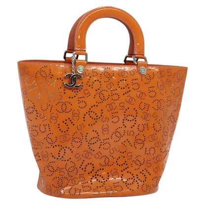 Chanel CC No.5 Shopping Tote Perforated Patent, ORANGE, PATENT_LEATHER, Handbag