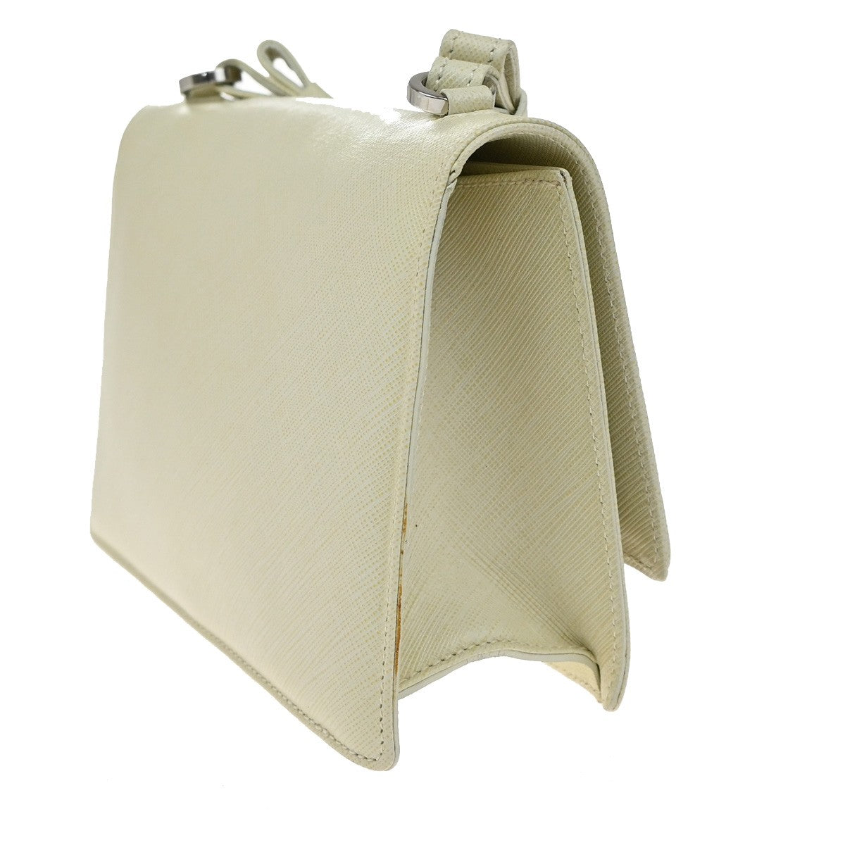 Salvatore Ferragamo Gancini Shoulder Bag Leather, WHITE, LEATHER, Shoulder bag