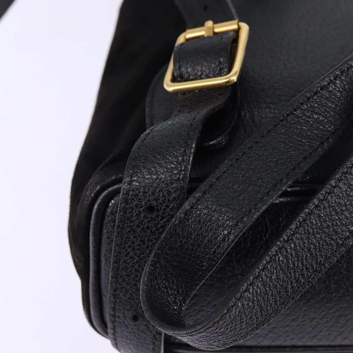 Gucci Vintage Bamboo Backpack Suede, BLACK, SUEDE, Backpack