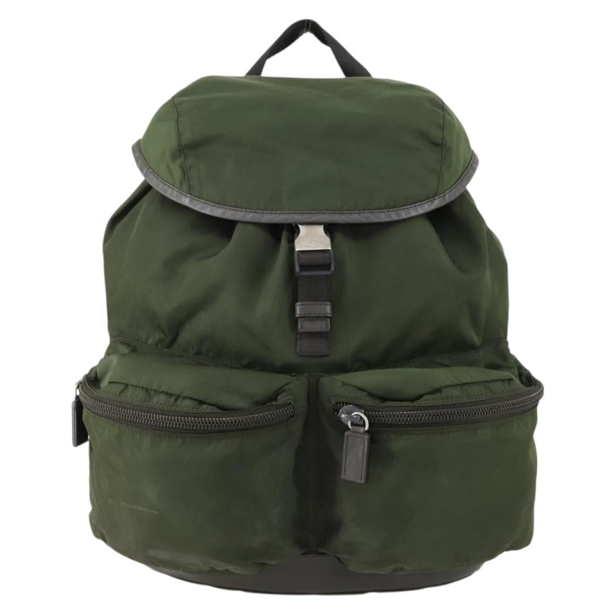 Prada Double Front Pocket Backpack Tessuto, KHAKI, NYLON, Backpack