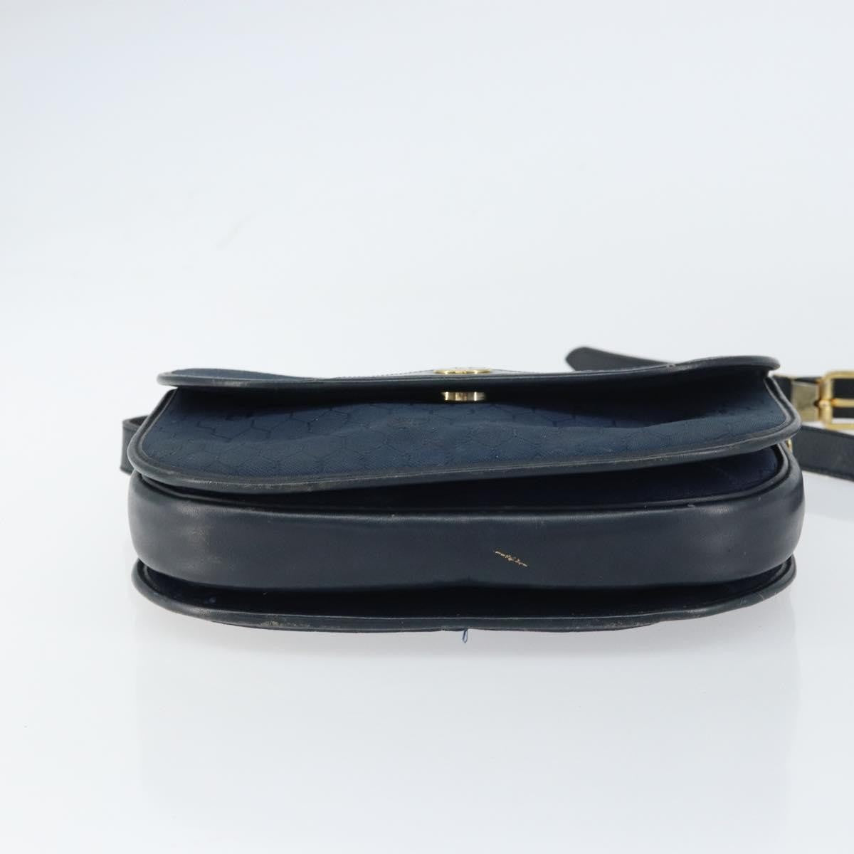 Christian Dior Vintage Honeycomb Shoulder Bag Canvas, NAVY, CANVAS, Shoulder bag