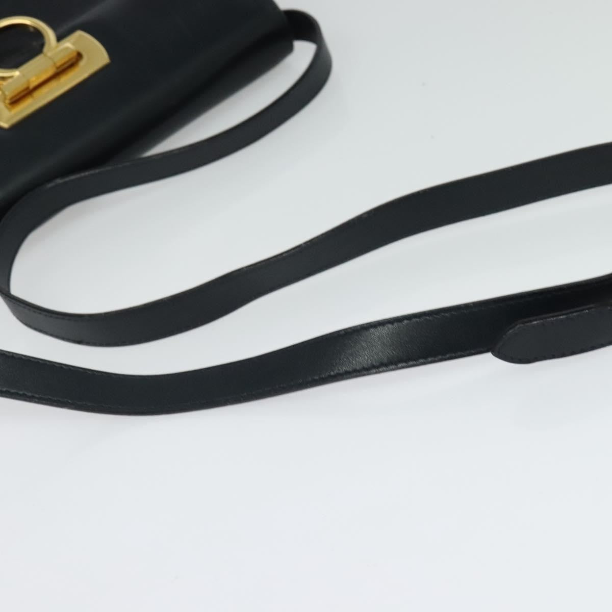 Salvatore Ferragamo Gancini Shoulder Bag Leather, NAVY, LEATHER, Shoulder bag
