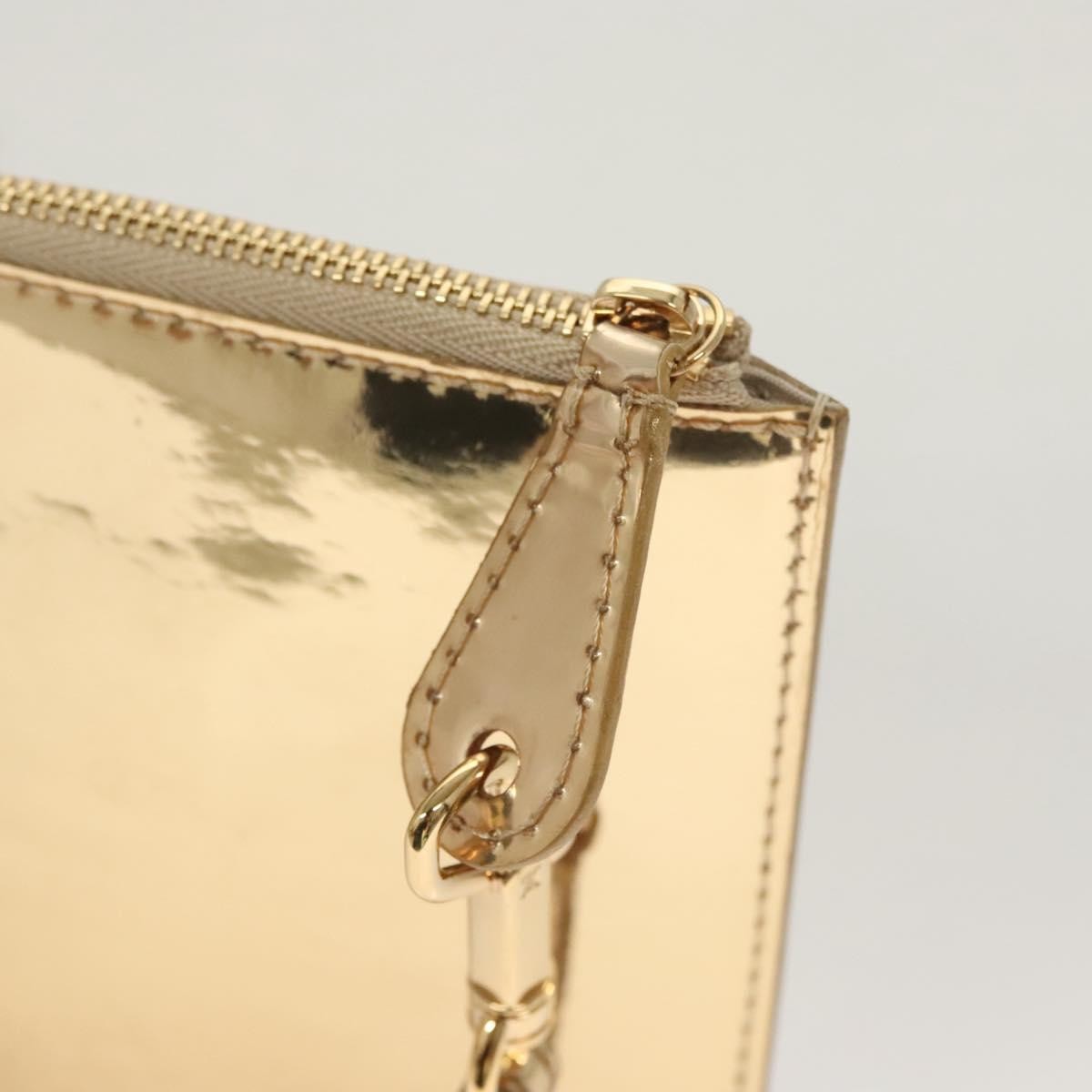 Louis Vuitton Pochette Plate Monogram mirror, GOLD, CANVAS, Clutche & pouche