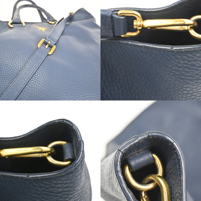 Prada Shopping Tote Vitello Daino, Navy, Leather, Tote Bag