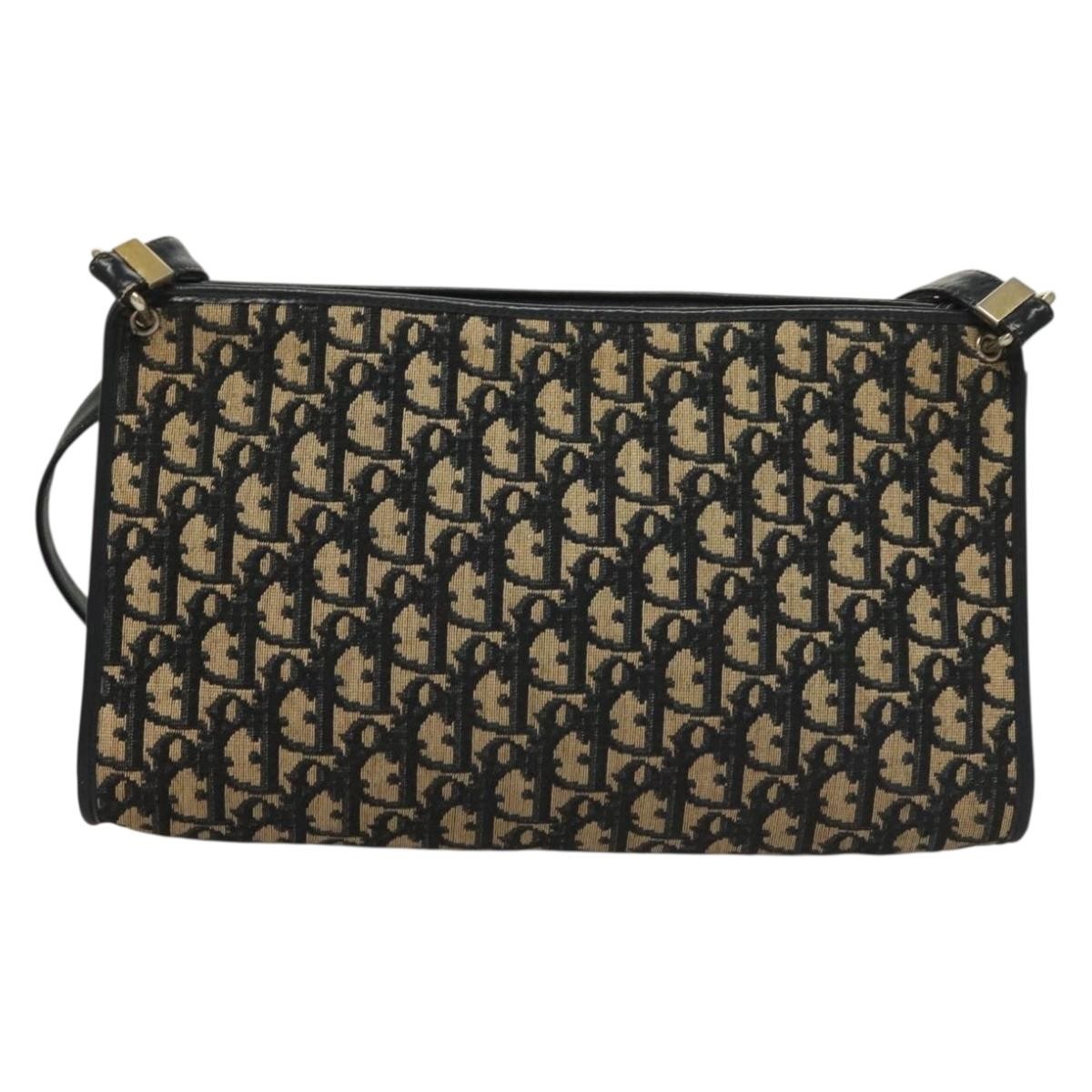 Christian Dior Vintage Trotter Shoulder Bag Canvas, NAVY, CANVAS, Shoulder bag