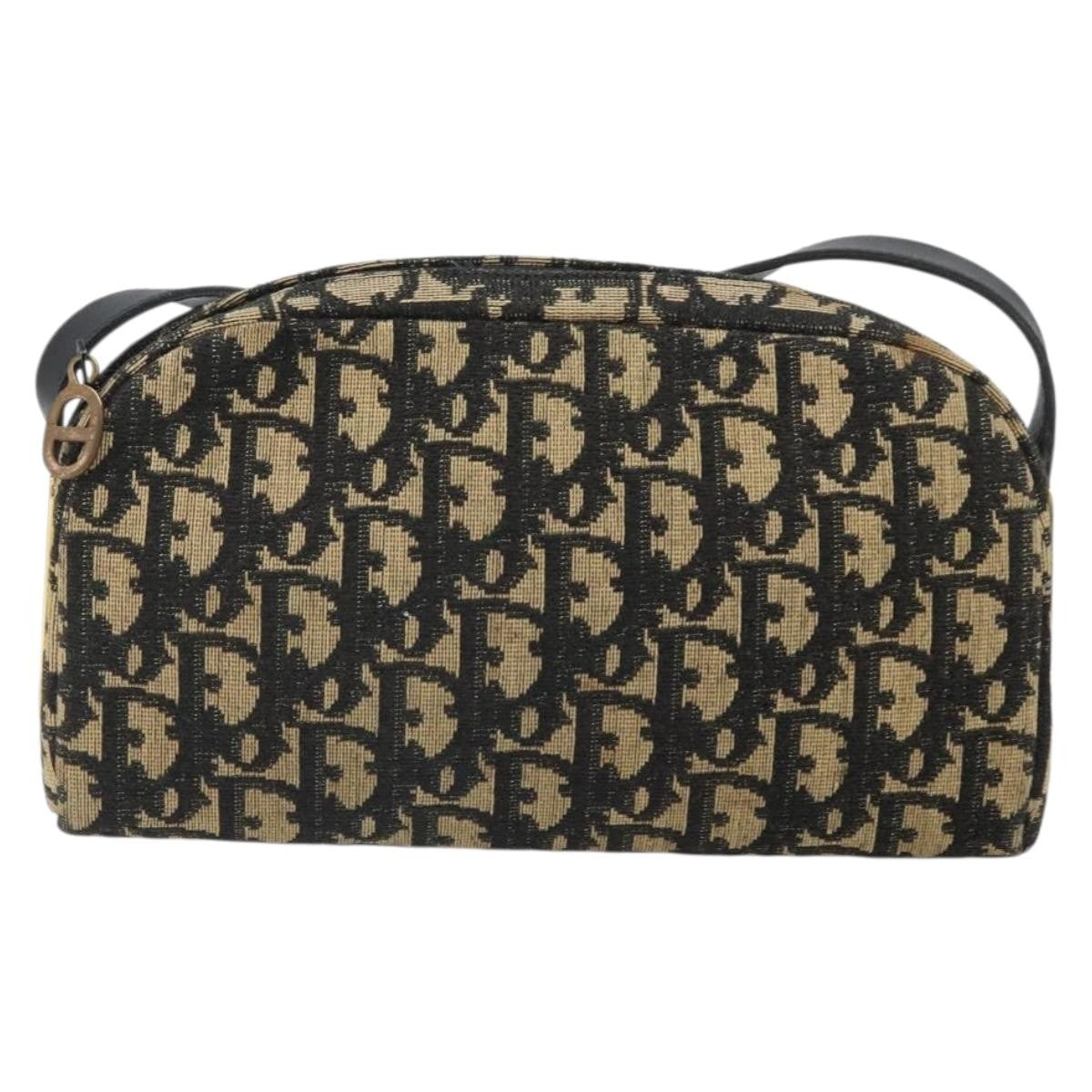 Christian Dior Vintage Trotter Shoulder Bag Canvas, NAVY, CANVAS, Shoulder bag