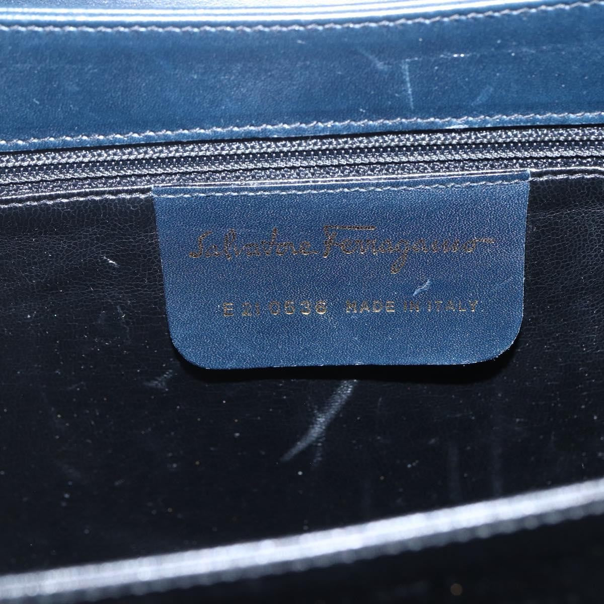 Salvatore Ferragamo Gancini Convertible Top Handle Bag Leather, NAVY, LEATHER, Handbag