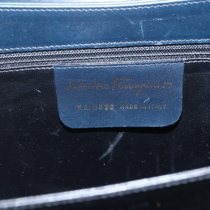 Salvatore Ferragamo Gancini Convertible Top Handle Bag Leather, NAVY, LEATHER, Handbag