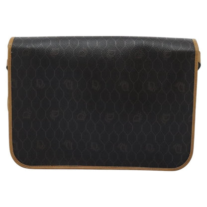 Christian Dior Vintage Honeycomb Flap Crossbody Bag Canvas and Leather, BLACK, CANVAS, Crossbody bag