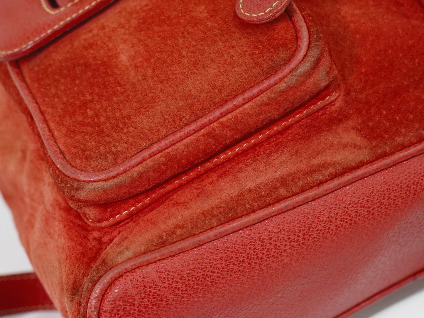 Gucci Vintage Bamboo Backpack Suede, PINK, SUEDE, Backpack