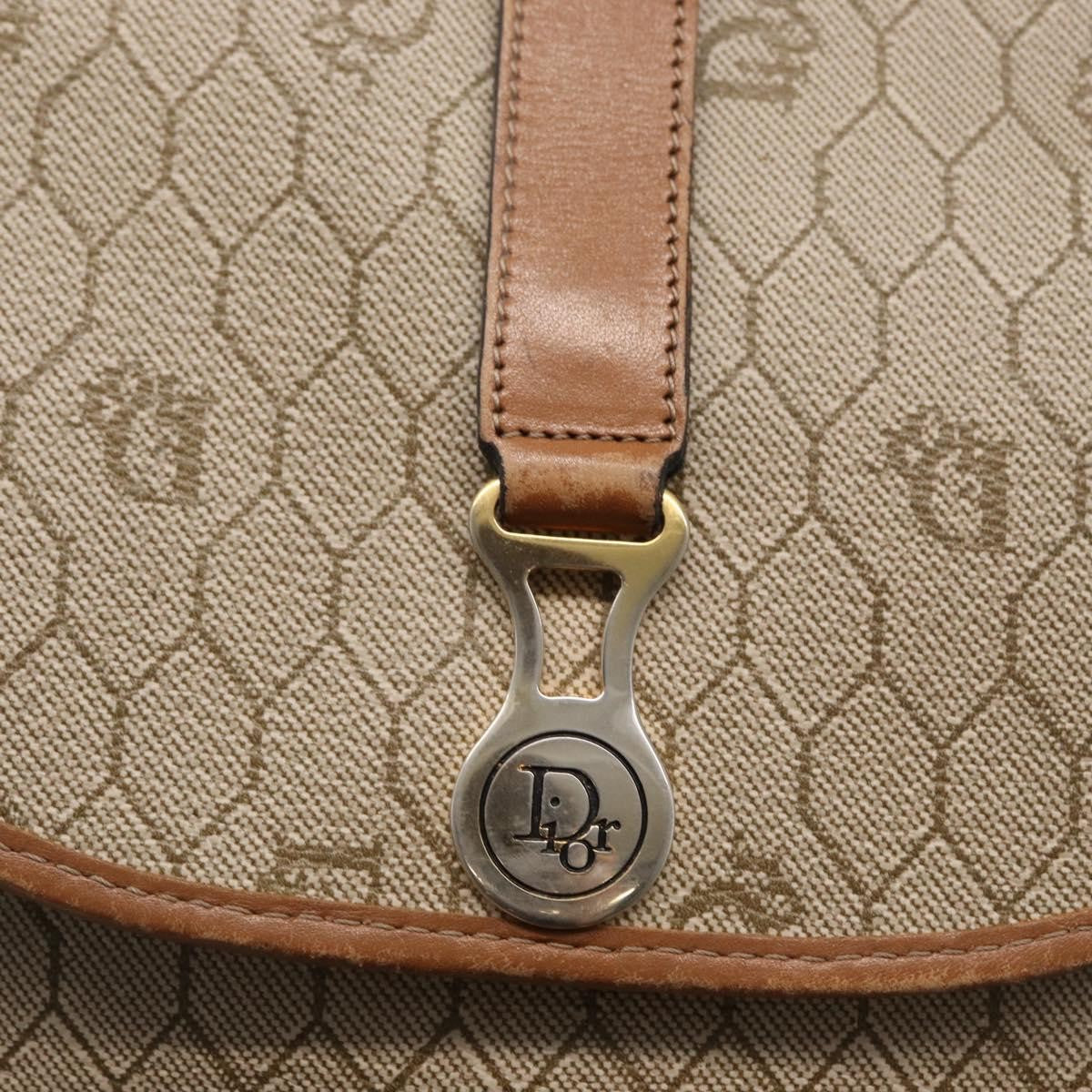 Christian Dior Vintage Honeycomb Shoulder Bag Canvas and Leather, BEIGE, CANVAS, Shoulder bag