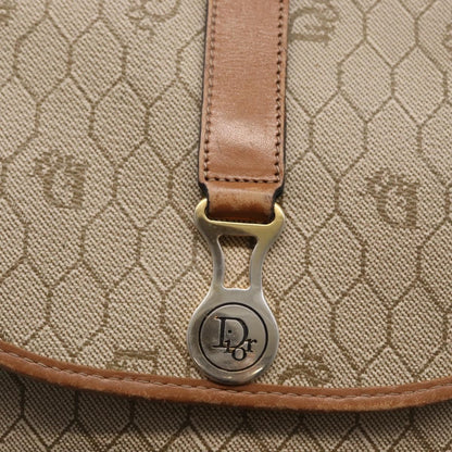 Christian Dior Vintage Honeycomb Shoulder Bag Canvas and Leather, BEIGE, CANVAS, Shoulder bag