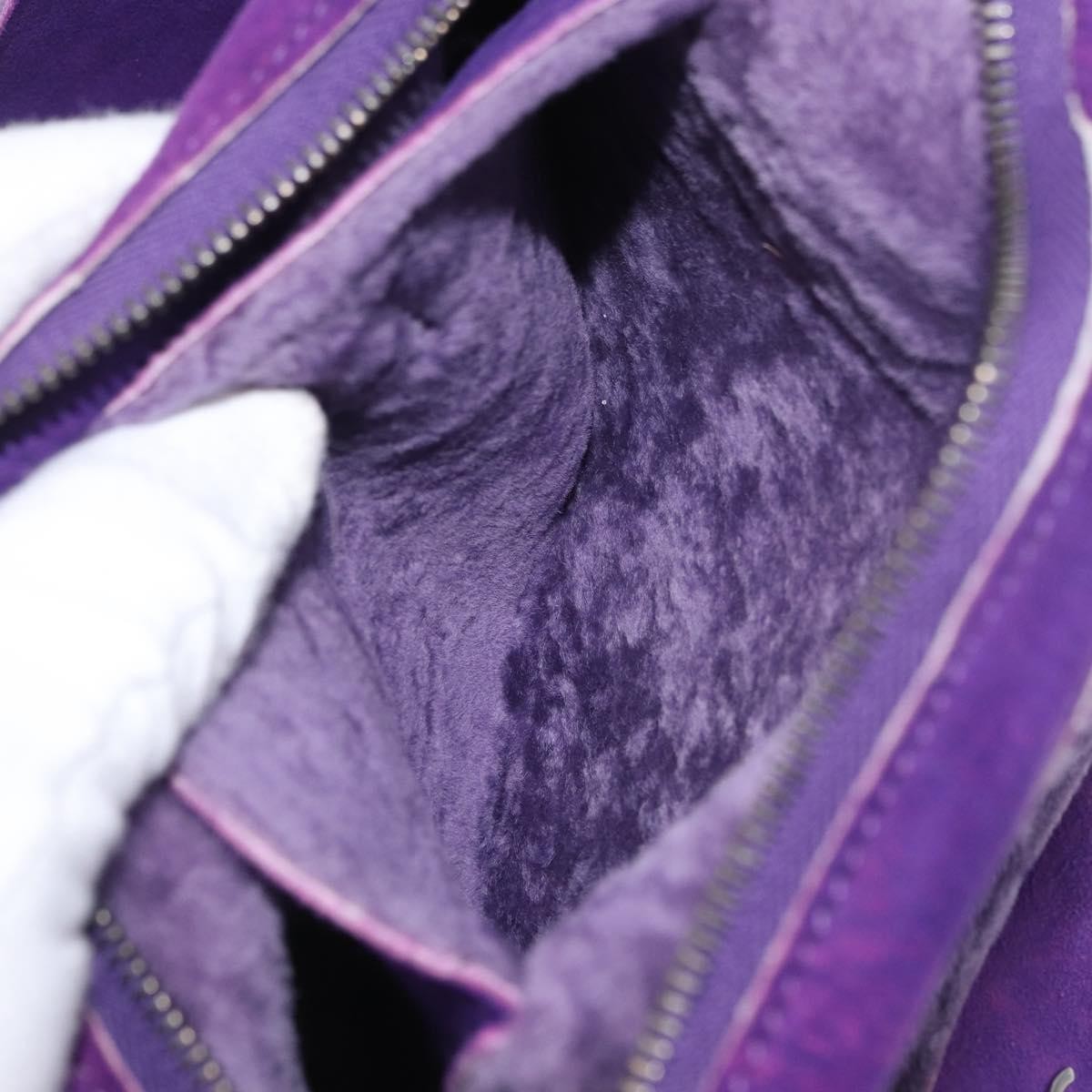 Chanel CC Logo Shoulder Bag Shearling and Suede, PURPLE, SUEDE, Shoulder bag