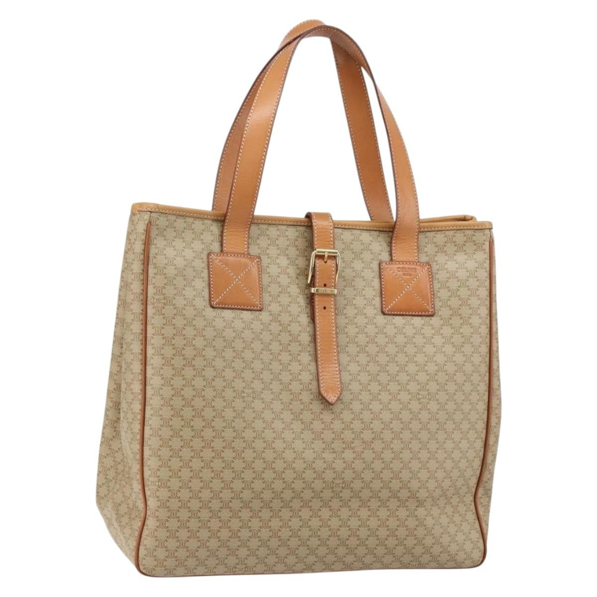 Celine Macadam Shoulder Bag PVC Leather, BEIGE, CANVAS, Shoulder bag