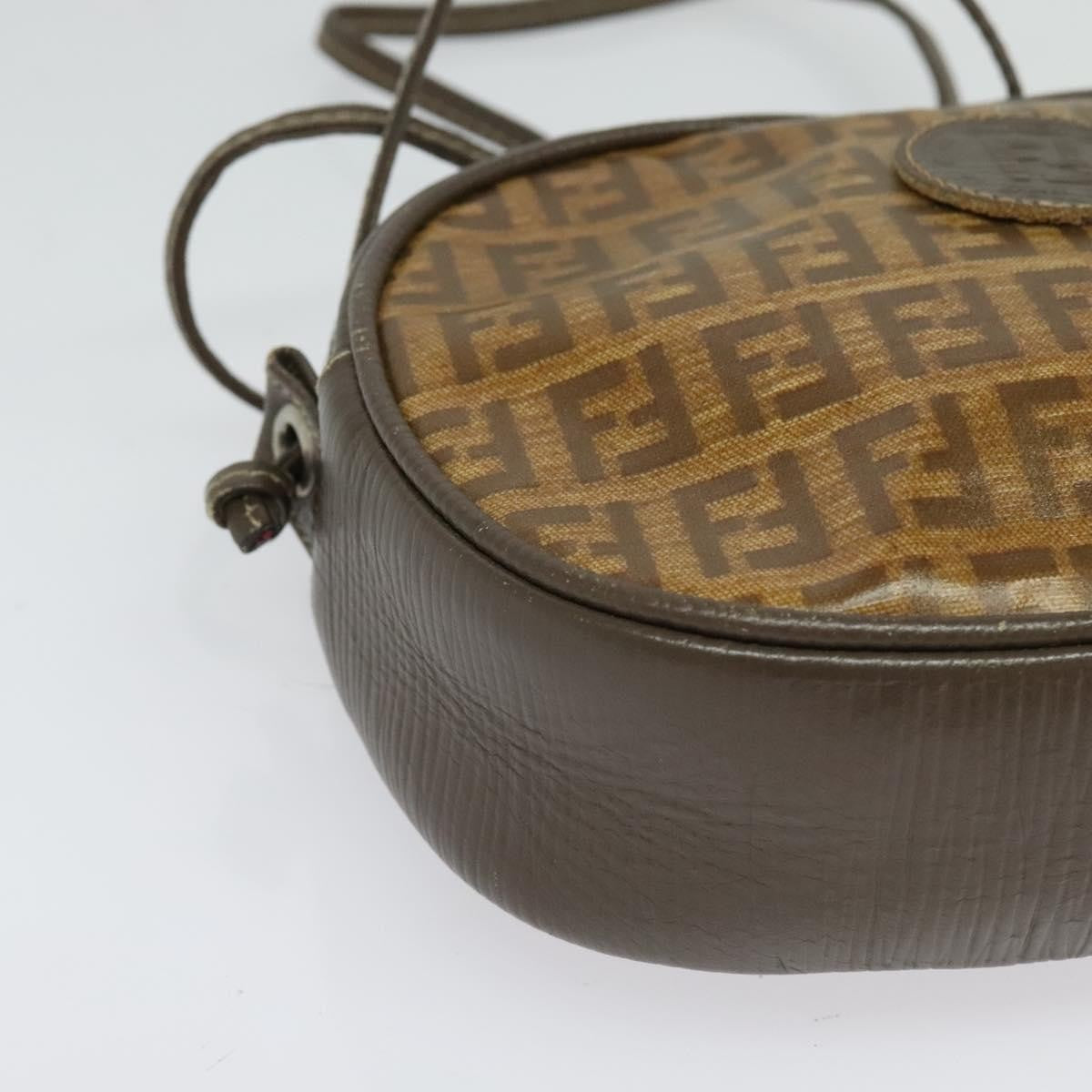 Fendi Vintage Zip Crossbody Bag Zucchino Canvas, BROWN, CANVAS, Clutche & pouche