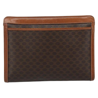 Celine Macadam Pochette Canvas, Brown, Canvas, Clutch