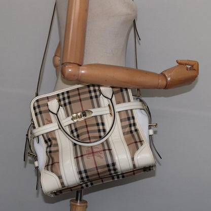 Burberry Minford Satchel Haymarket Coated Canvas, BEIGE, CANVAS, Tote bag
