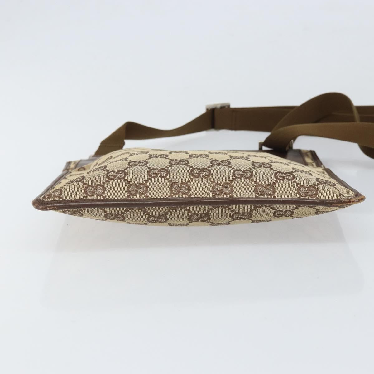 Gucci Vintage Flat Messenger Bag GG Canvas and Leather, BEIGE, CANVAS, Shoulder bag