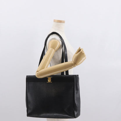 Salvatore Ferragamo Vara Tote Leather, BLACK, LEATHER, Tote bag