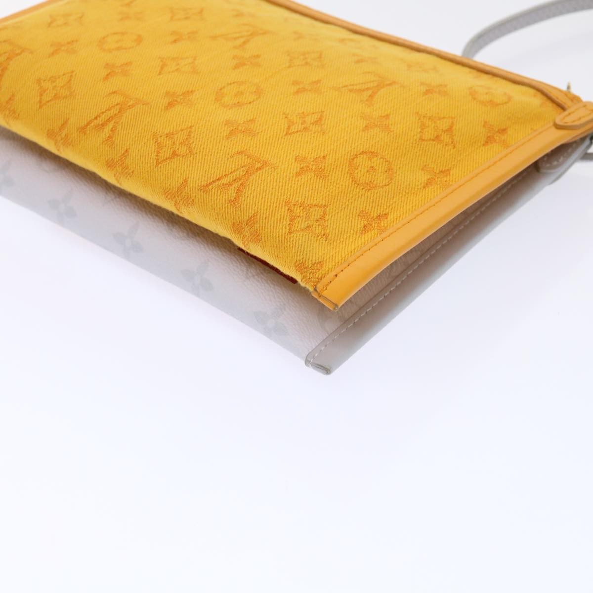 Louis Vuitton Double Flat Messenger Bag Limited Edition Logo Story Monogram Canvas and Denim, WHITE, CANVAS, Shoulder bag