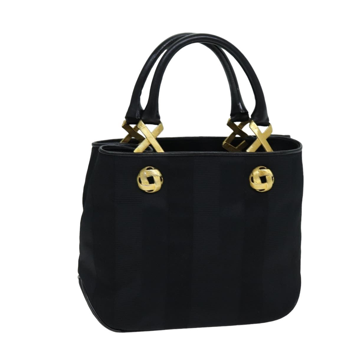 Salvatore Ferragamo Vintage Handbag Canvas, BLACK, CANVAS, Handbag