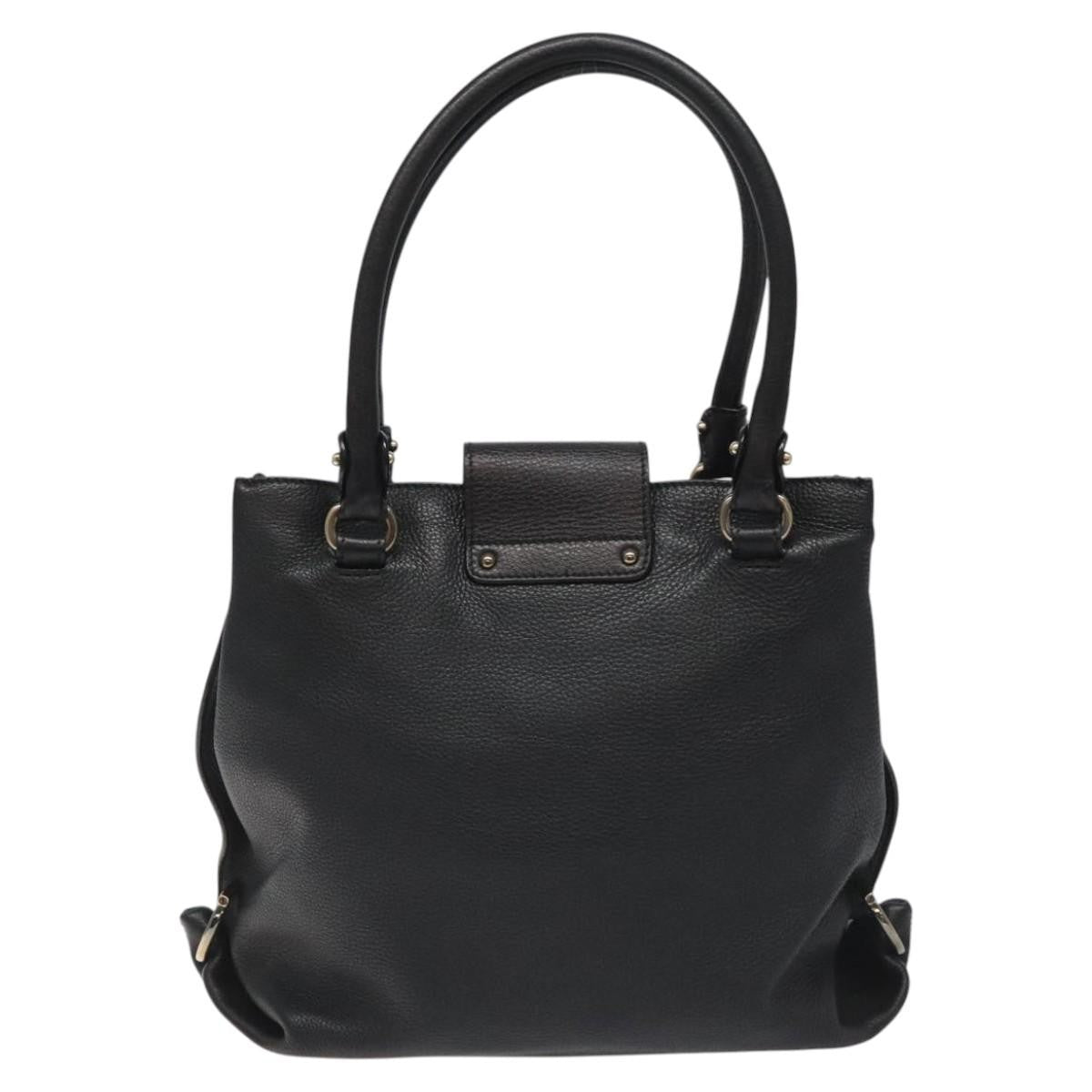 Salvatore Ferragamo Gancini handbag Leather, BLACK, LEATHER, Handbag