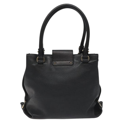 Salvatore Ferragamo Gancini handbag Leather, BLACK, LEATHER, Handbag