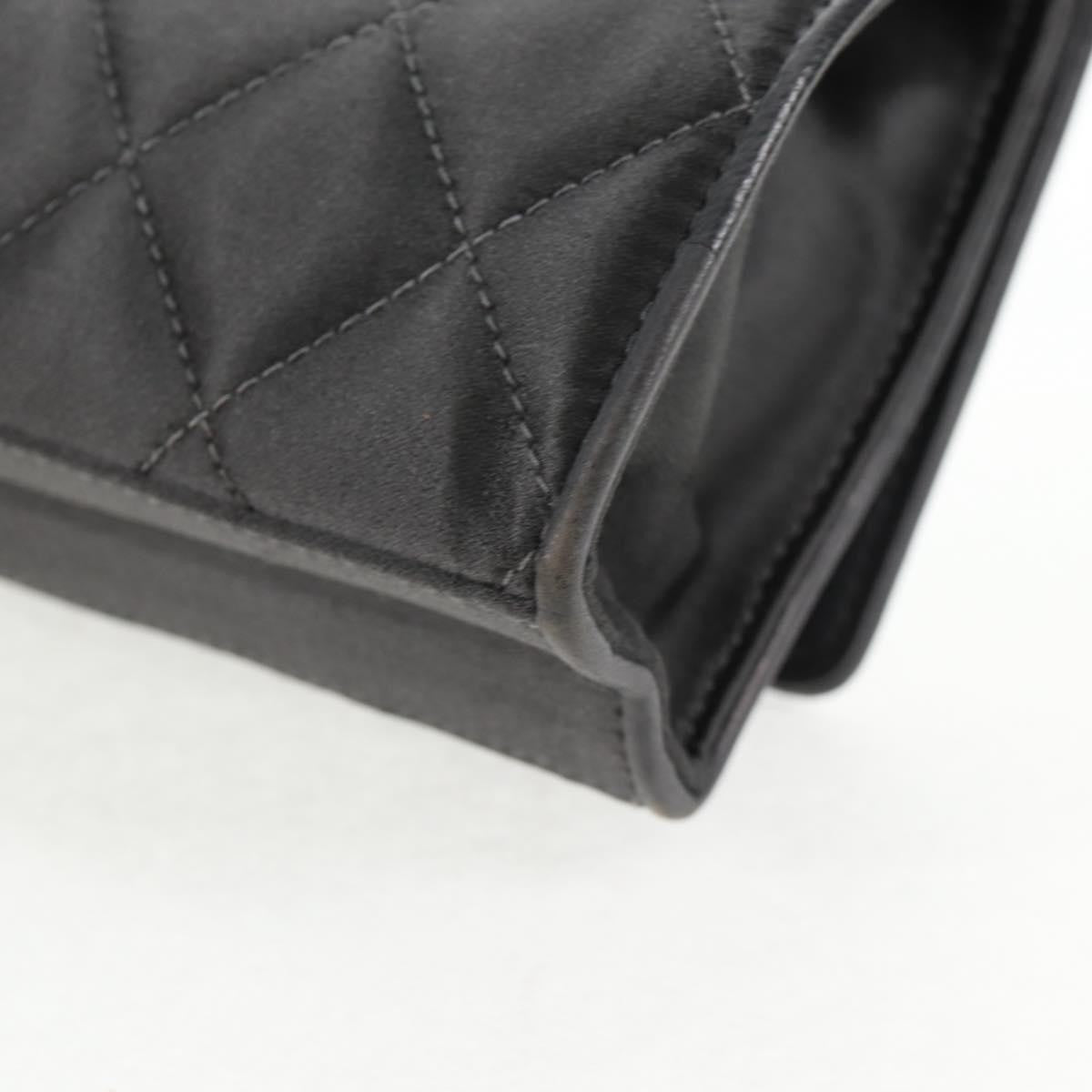 Chanel Vintage Camellia Flap Crossbody Bag Satin and Mesh, BLACK, SATIN, Shoulder bag