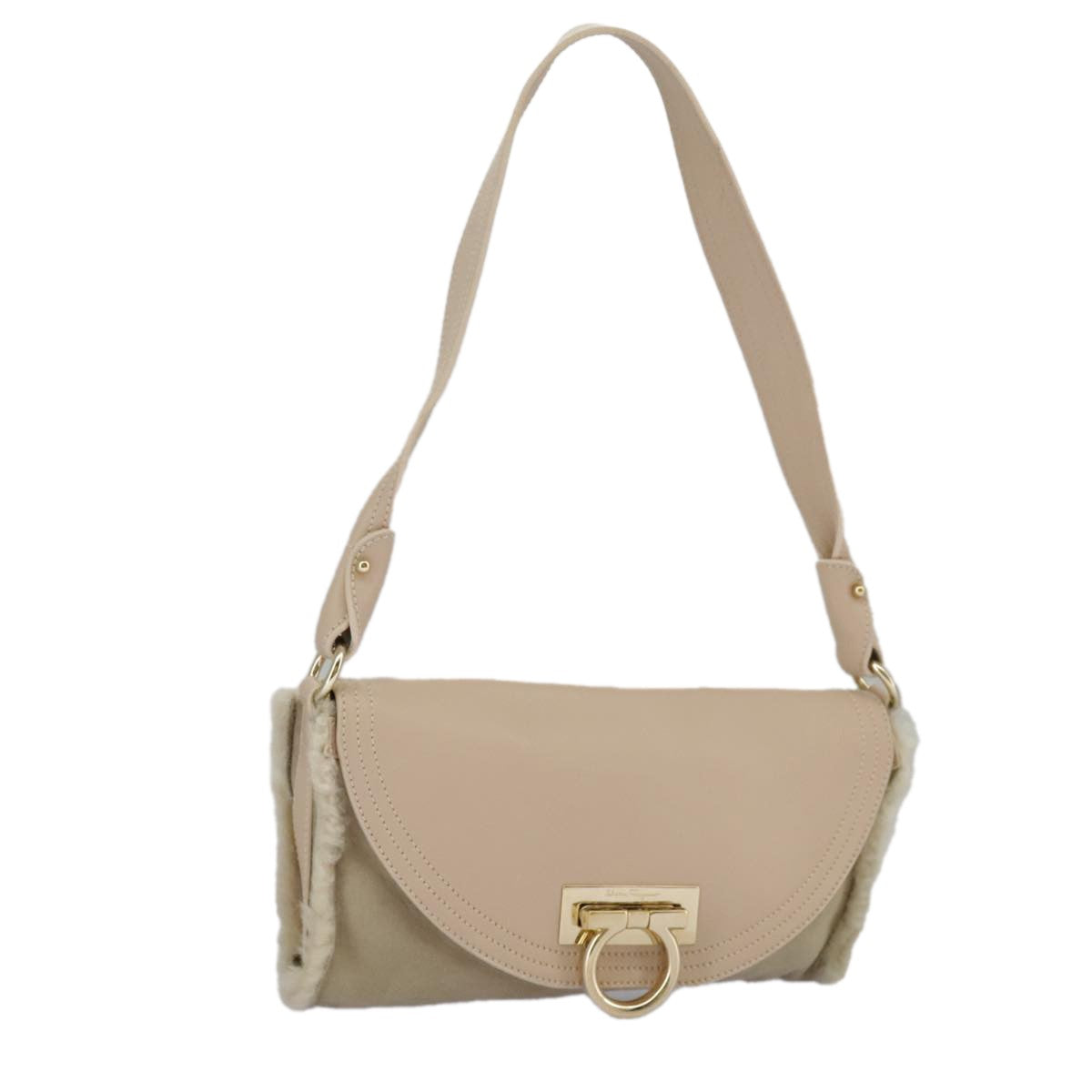 Salvatore Ferragamo Gancini Shoulder Bag Leather, PINK, LEATHER, Shoulder bag