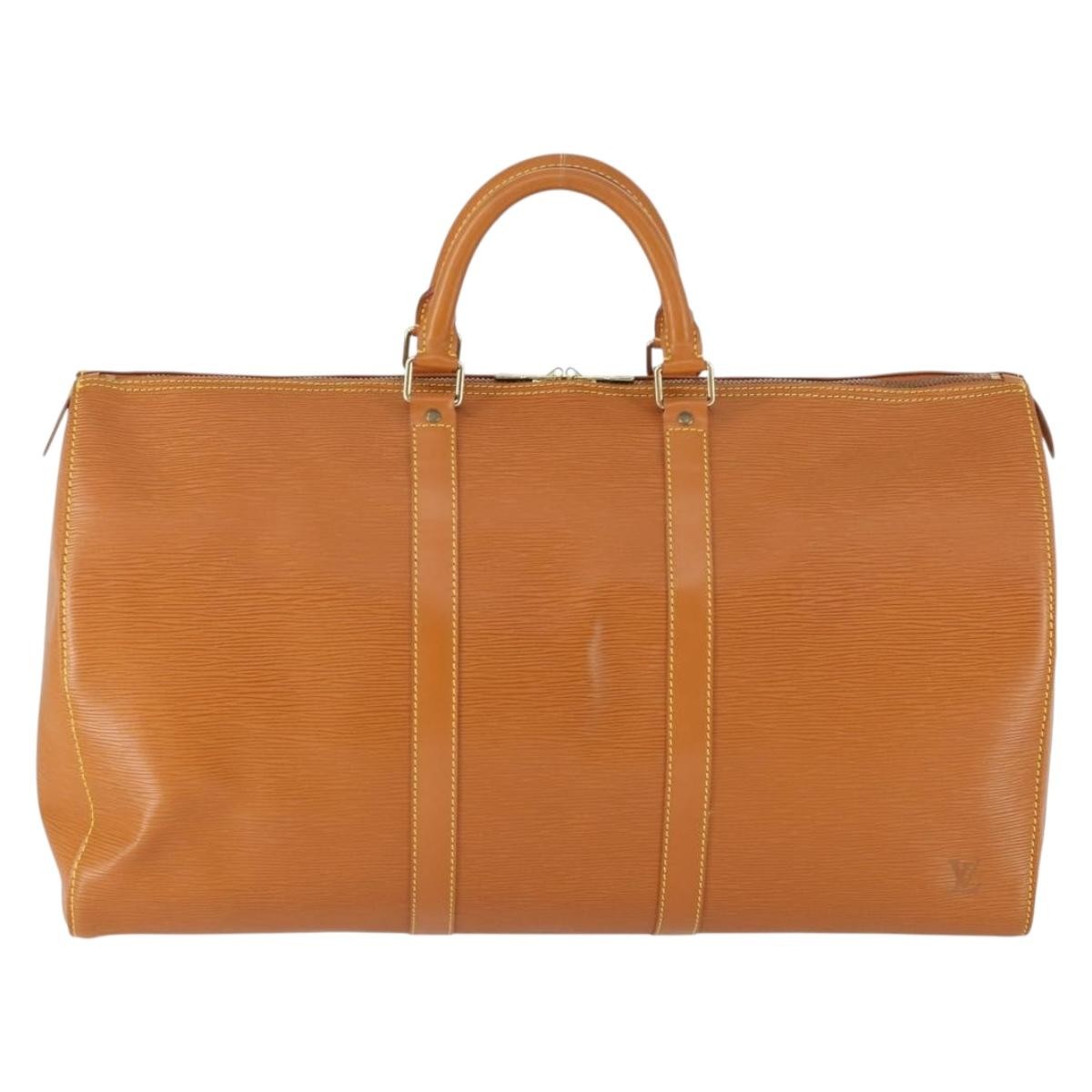 Louis Vuitton Keepall Bag Epi Leather, BROWN, LEATHER, Travel bag