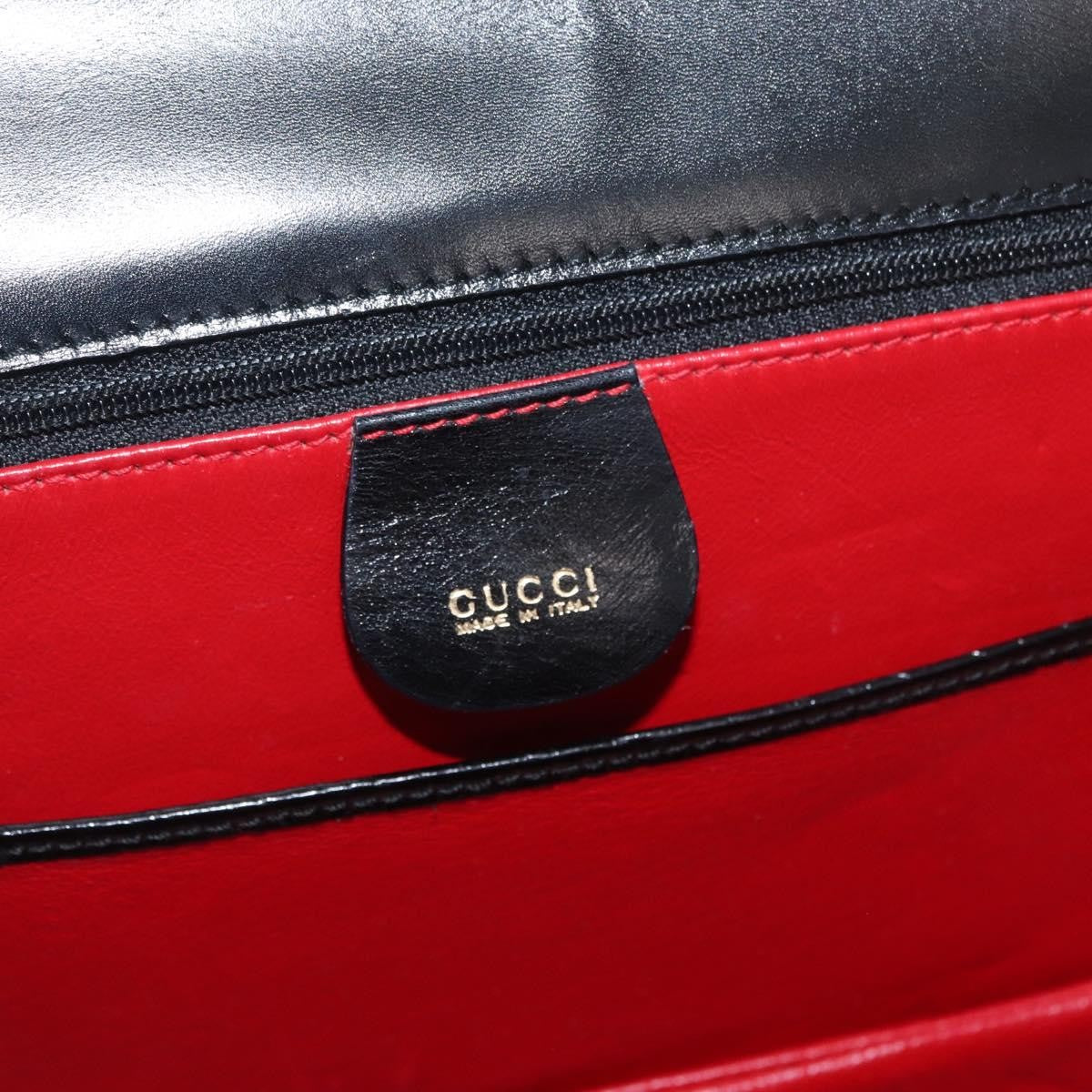 Gucci Vintage Convertible Bamboo Top Handle Bag Leather, BLACK, LEATHER, Handbag
