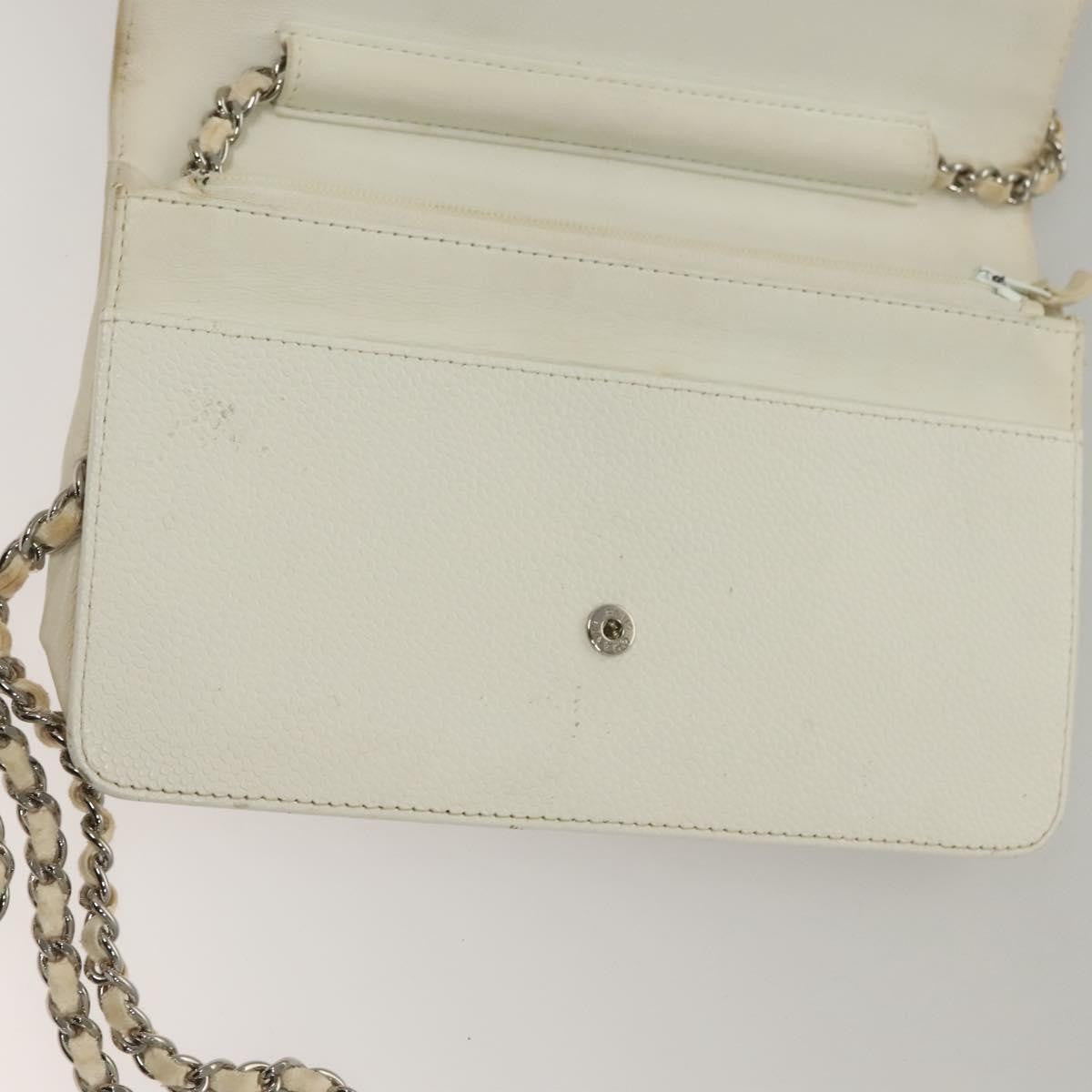 Chanel Vintage Timeless Wallet on Chain Caviar, WHITE, LEATHER, Clutche & pouche