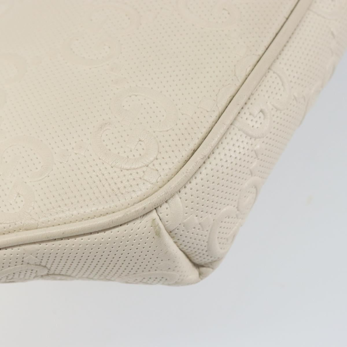 Gucci Front Pocket Belt Bag GG Embossed Perforated Leather, WHITE, LEATHER, Shoulder bag